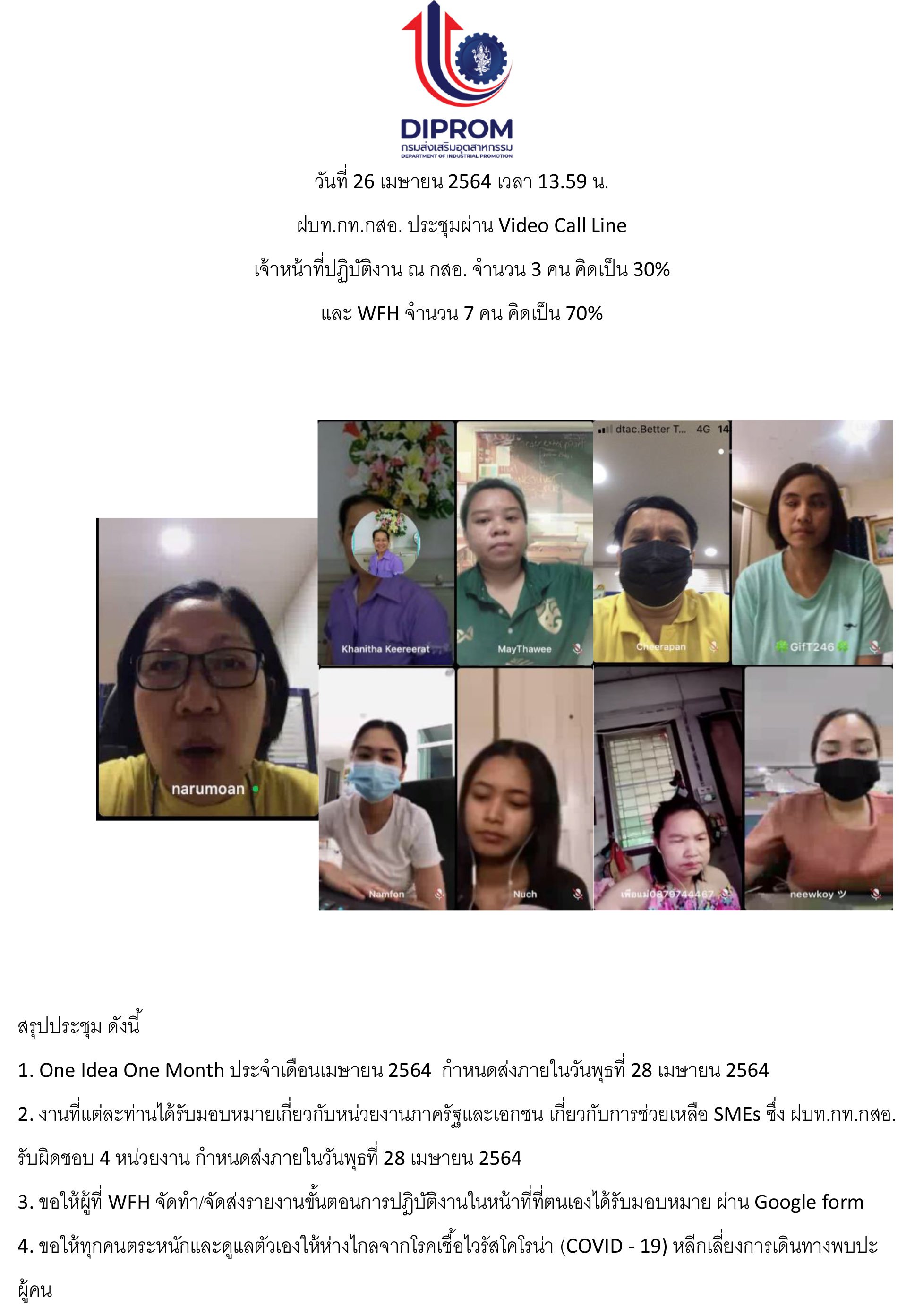 ประชุมกอง วันที่ 26 เมษายน 2564 