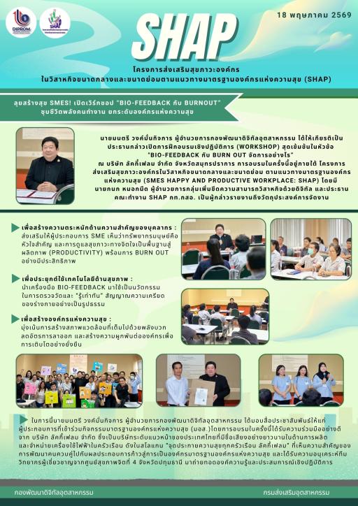 เปิดการฝึกอบรมเชิงปฏิบัติการ สุดเข้มข้นในหัวข้อ "BIO-FEEDBACK กับ BURN OUT จัดการอย่างไร”