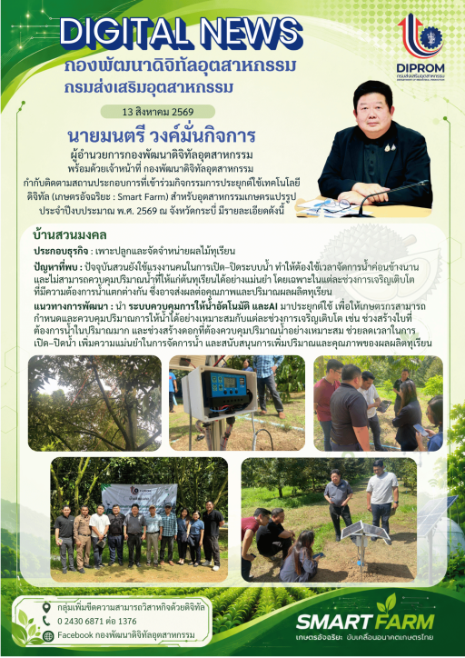 ลงพื้นที่กำกับติดตามสถานประกอบการที่เข้าร่วมกิจกรรม ณ บ้านสวนมงคล