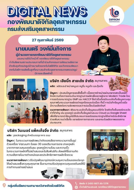 กองพัฒนาดิจิทัลอุตสาหกรรม กำกับติดตามสถานประกอบการที่เข้าร่วมกิจกรรมในพื้นที่ จังหวัดสมุทรสาคร